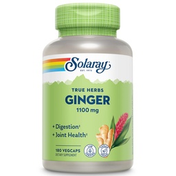SOLARAY Ginger Root Capsules for Men & Women - Ginger Supplement for Digestive Health Support, 1100 mg per Serving, Motion & Stomach Discomfort Support, Vegan Herb, Sun Grown, Whole Root- 180 Veg Caps