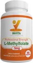 INVITA L-Methylfolate - Professional Strength Active Methyl Folate - 5-MTHF Supplement for Energy, Mood & Immune Support - Non GMO, Gluten Free, No Fillers (5 Mg)