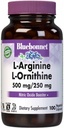 Bluebonnet Nutrition L-Arginine 500mg/L-Orinithine 250mg, soutient le métabolisme des protéines*, sans soja, sans gluten, sans OGM, certifié Kosher, végétalien, 100 capsules végétales