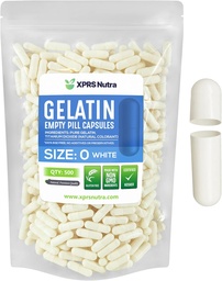 XPRS Nutra Taille 0 Capsules vides - 500 Compte Capsules de gélatine vides - Pills Bricolage Capsule Remplissage - Pure Pilule Gel Caps pour Do-It-Youlf Suppléments (Blanc)