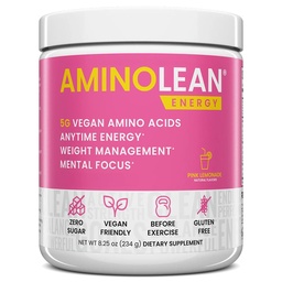 RSP NUTRITION AminoLean Pre Workout Powder, Amino Energy & Weight Management with Vegan BCAA Amino Acids, Natural Caffeine, Preworkout Boost for Men & Women, 30 Serv, Pink Lemonade…