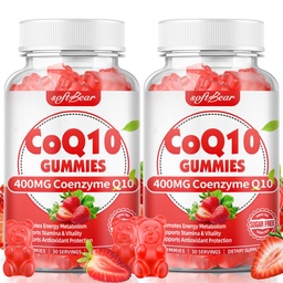 softbear CoQ10 Gummies 400mg Coenzyme Q10 Supplement for Adults, High Absorption coq10 Plus Omega-3, Magnesium, Vitamin B3 & Zinc for Cellular Energy & Antioxidant, Strawberry Flavor 120 Count
