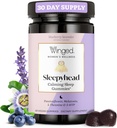 Winged Wellness Sleepyhead Natural Sleep Gummies for Women - Prime Sleep Support Aid for Adults with 3mg Melatonin, L-Theanine, 5-HTP - Blueberry Lavender Flavored - 30 Servings