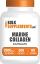 BulkSupplements.com Marine Collagen Capsules - Fish Collagen Supplement, Collagen for Women & Men - Hydrolyzed Collagen, Gluten Free, 5 Capsules per Serving, 300 Capsules (Pack of 1)