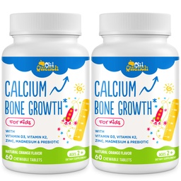 Supplément de calcium 500 MG avec vitamine D3 et K2, zinc, magnésium et prébiotiques. Vitamines pour enfants. Résistance aux os, absorption élevée, cupides orange, sans gluten, 120 onglets