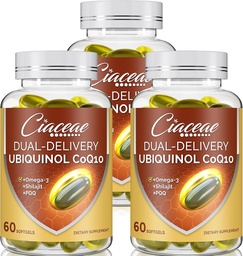 Ubiquinol CoQ10 600 MG Softgels with Omega-3 & Shilajit & PQQ, Advanced Dual-Delivery Coenzyme-Q10, Active CoQ10 Ubiquinol Supplement for Fertility, Antioxidant, Heart, Brain & Energy, 180 Servings