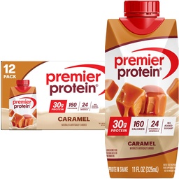 Premier Protein Shake, Caramel, 30g Protein, 11 fl oz, Pack of 12 (Packaging May Vary)