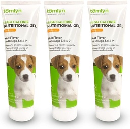 Tomlyn Nutri-Cal Malt-Flavored High-Calorie Gel nutritionnel pour chiots, aide à soutenir un apéritif sain fournissant des calories supplémentaires, vitamines et minéraux dans un supplément savoureux, 4.25oz-3 Pack