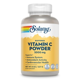 Solaray Vitamine C poudre d'acide ascorbique 5000mg - supplément en poudre de vitamine C pour les hommes et les femmes, crème et soutien de la peau, antioxydant naturel, mélange dans l'eau, jus, ou smoothie, végétalien - 8 oz