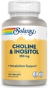 SOLARAY Choline & Inositol 250 mg | Two-Nutrient Combo for Healthy Fat Metabolism, Brain Function Support | 100 VegCaps