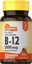 Sundance Vitamin B12 Fast Dissolve Tablets | 5000 mcg | 50 Count | as Methylcobalamin | Natural Berry Flavor | Vegetarian, Non-GMO, and Gluten Free Supplement