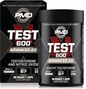 PMD Sports N-Test 600 Booster avancé d'oxyde nitrique pour les hommes - avec testofen cliniquement étudié - Lean muscles et gains de force avec la suppression des œstrogènes (90 Veggie - Caps)