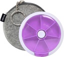 Pill Cases Weekly INVODA Pill Organizer 7 jours 3 fois Médicament Pill Dispenser Push Button Rotate Pill Planner avec 7 Compartiments (Purple+Bag)