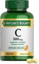 Nature's Bounty Vitamin C 500mg, Supports a Healthy Immune System, Daily Vitamin Supplement, 250 Vegetarian Tablets