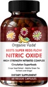 Capsules d'oxyde nitrique de graines de raisin et d'épinards rouges de betteraves biologiques - Suppléments de nitrates de betteraves concentrées avec extrait de thé vert de booster de circulation, curcuma, grenade - 60 pilules végétaliennes