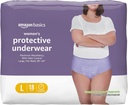 Amazon Basics Incontinence Underwear for Women, Protective, Disposable, Postpartum, Maximum Absorbency, Large, Lavender, 18 Count