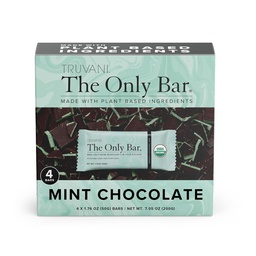 Truvani Plant Based Snack Bars | Chocolate Mint 4 Pack | 7g Protein | USDA Organic and Vegan | The Only Bar | Dairy, Soy, and Gluten Free | Individually Wrapped