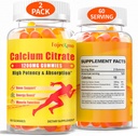 1200mg Citrate de calcium Gommies pour adulte: Supplément de vitamine végétalienne sans sucre avec D3 K2 - Femmes Hommes Supplément haute absorption pour les dents osseuses (60 comtes (paquet de 2))