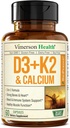 Vitamin D3 K2 5000 IU Supplement – Vitamin D + Vitamin K2 (as MK7) + Calcium – 3-in-1 Support for Immune, Bone & Heart Health – K2 D3 Vitamin Supplement with Black Pepper for Max Absorption – 60 Caps