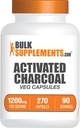 BulkSupplements.com Capsules de charbon activés - Coconut Charcoal, Charcoal activé pour le soutien du rein, Pilules de charbon activés - Vegan, 3 Capsules par portion (1200mg), 270 Capsules de légumes