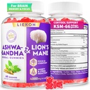 Ashwagandha Gummies - Organic Ashwagandha & Lions Mane Gummies for Adults with 4 Adaptogenic Herb for Stress, Cognitive & Immune Support| Cortisol Supplements for Women & Men, Berry Flavor - 60 Counts