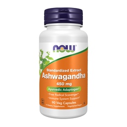 Suppléments, Ashwagandha (Withania somnifera) 450 mg (extrait normalisé), 90 gélules