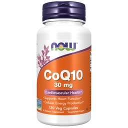 MAINTENANT Compléments alimentaires, CoQ10 30 mg, Classe pharmaceutique, Forme All-Trans produite par Fermentation, 120 Capsules de Veg