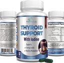 Thyroid Support with Iodine - Metabolism Booster, Energy Booster, Increase Focus - Premium Non-GMO Thyroid Supplement 60 Capsules