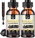 (2-Pack) Supplément liquide biologique chilajit pur himalayen haute puissance, goutte de résine Shilajit pour les hommes et les femmes, Max Potency 85+ Nettoyez les minéraux traces et l'acide fulvic pour l'énergie, le métabolisme et le soutien immunitaire