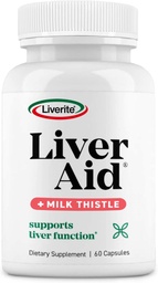 LIVERITE Liver Aid with Milk Thistle 60 Capsules, Liver Support, Liver Cleanse, Liver Care, Liver Function, Energy