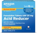 Amazon Basic Care Maximum Strength Famotidine Comprimés Acid Reducer for Heartburn Relief, 20 mg, 400 Count Pack