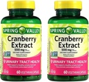 Spring Valley Cranberry Extract For Urinary Tract Health,Dietary Supplement,Antioxidant Health, 60 Count, 500 mg per Capsule (Pack of 2)