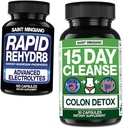 15 jours de nettoyage de Colon Detox avec naturel laxatif - avec - Rapid Rehydr8 électrolyte suppléments Prévention de la crampe et soutient l'endurance musculaire et la récupération - 100 capsules