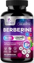 Supplément Berberine HCL 1200mg - Berberine HCI Capsules Supplément haute absorption pour la santé cardiaque et le soutien immunitaire, haute résistance, sans gluten, végétalien, non-OGM pilules - 60 Capsules Veggie