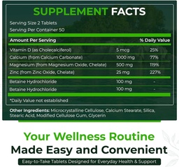 Nutra 250 naturel, supplément de zinc de magnésium de calcium avec vitamine D3 pour la force osseuse, la santé nerveuse, aide à améliorer une meilleure ambiance, sans gluten et sans sucre, complexe minéral essentiel