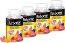 Airborne 750mg Vitamine C Supplément de soutien immunitaire Gommies pour adultes, Arôme de fruits assortis, Mélange sans gluten avec des antioxydants puissants Vitamines A C & E, 42 Gommies (4 pack)