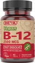DEVA Nutrition Vegan Sublingual Fast Dissolve B-12 Comprimés, 2500 mcg, 90 Compte