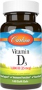 Carlson - Vitamine D3, 1000 UI (25 mcg), Santé des os, Santé des muscles, Cholecalciferol, Suppléments de vitamine D, Gels souples de vitamine D3, 100 Softgels