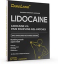 CARELAND 4% Lidocaine Gel Patch, 6 Count | Maximum Strength Pain Patches for Muscle Relief in Neck Knee Back and Shoulders | Unscented Numbing Patch for Soothing Nerves, Joints