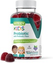 Viteey Probiotic Gummies for Kids Plus Prebiotics Fiber - 2 Billion CFUs - Digestive Health,Gut Health, Constipation Relief for Kids Support - Vegan, Gelatin Free - Chewable Probiotic Berry Flavored