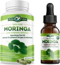 PURA VIDA MORINGA Capsules (120 Nombre) et gouttes d'extrait de feuille de Moringa (2fl oz)