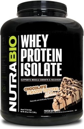 NutraBio 100% Whey Protéine Isolée Poudre Protéine, 25g Protéine avec Profil Acid Amino Complete, Non-OGM, Sans soja et sans gluten, Faible Carbure, Faible Calorie Poudre Protéine Whey, Beurre d'arachide au chocolat, 5 Lbs