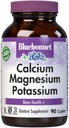 Supplément de potassium en magnésium de Bluebonnet pour les femmes et les hommes - Soutient des os sains - Supplément minéral de calcium de 1000mg Forme de chélate - Non-OGM, végétalien, sans gluten – 90 capsules