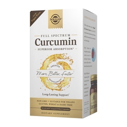 Curcumine de spectre complet de Solgar - 90 LiCaps - Absorption supérieure - Santé cérébrale, articulaire et immunitaire - Non-OGM, végétalien, sans gluten, sans lait - 90 portions