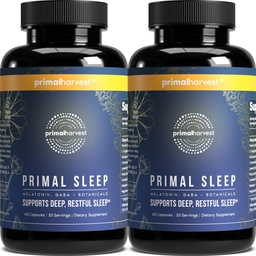 Primal Harvest 2 Pack, Primal Sleep, 120 Capsules with Valerian Root, L-Tryptophan, GABA, Chamomile, and Melatonin 3mg