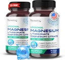 Liposomal Magnesium L-THREONATE Magnesium Citrate - Support Healthy Bones, Nerve, and Muscle Wellness - 40-Day Supply - Made in The USA