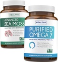 Irish Sea Moss & Omega 7 (3-Month Supply) Sea Omega Combo Bundle - Organic Irish Sea Moss - Raw Vegan Supplement (180 Caps) & Omega 7 Softgels - Provinal Sustainable Peruvian Anchovy Fish Oil -90 Caps