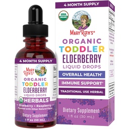 MaryRuth Organics Sirop de baies d'eau pour tout-petits, USDA Organic Elderberry, Supplément de soutien immunitaire pour les enfants sans sucre pour les enfants âgés de 1 à 3 ans, Projet d'étiquette propre Vérifié®, végétalien, non-OGM, sans gluten, 1 Fl Oz