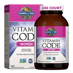 Garden of Life Multivitamin for Women, Vitamin Code Women's Multi - Whole Food Womens Multi Vitamins, Iron, Folate not Folic Acid, Vitamin A and Probiotics for Womens Energy, 240 Vegetarian Capsules
