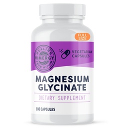 VIMERGY Magnésium Glycinate – Stress Support – Chelated to Evit Tummy Upset*– Promote la santé cardiaque et l'énergie*– Kosher, Vegan sans gluten – 180 capsules